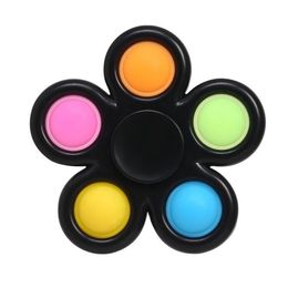 Factory Directly Rainbow Colour Fidget Finger Spinner Push Bubble Kids Party Favours Stress Relief Toys For Anxiety Sensory Reliever Stress Adult Kids Toys 076