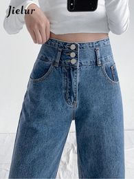 Women's Jeans Blue Vintage Women High Waist Straight Cotton Loose Wide Leg Denim Pants 90S Aesthetic Urban Fashion Baggy