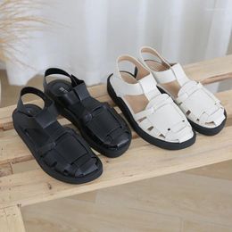 Casual Shoes 2024 Narrow Band Weave Sandals Women Hook&loop Thicken Soled Sandales Ladies Summer Cover Toe Cut Out Gladiator Sandalias
