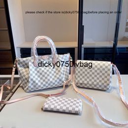 Lvity LouiseViution Louls Vuton Piece 3 Set Luxurys Handbags Designer Tote Bag Crossbody Purse Classic White Checkerboard Genuine Leather Lvse