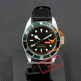 M79230 A21J Automatische Herren Uhr 41 mm grüne Lünette Stahlhülle Schwarzes Zifferblatt weiße Markierungen Lederband Sportwachen Reloj Hombre Montre Hommes Reinzeit Pttd B2