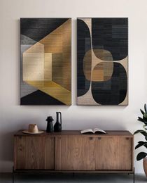 Abstract Colors Combination Canvas Print Paintings Brown Geometric Poster Modern Wall Art Pictures for Living Room Office Decor6732907
