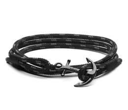 Tom hope Bracelets Tripe Thread Rope Bracelet Anchor Charm Bracelet Jewellery for Gift Black Sky Blue 5 Sizes7717698