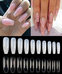 False Nails 500pcs Nail Art Tips Full French Ballerina Fake TransparentNatural Coffin Acrylic UV Gel Salon Design Manicure Tools6025930