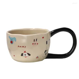 Mugs Cute Cartoon Mug Big Handle Breakfast Oatmeal Cup Student Office Ceramic Couple Coffee Gift Box