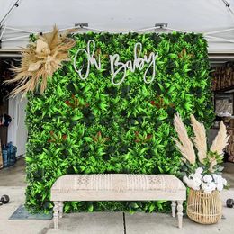 Decorative Flowers Artificial Plant Wall Reusable Grass Backdrop Panel Plastic Garden Flower Fake Green Hanging Fencing
