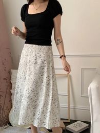 Skirts Floral Print Long Skirt Women Elegant Holiday Beach Thin High Waist Summer 2024 Outfit