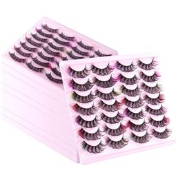 Thick Curly Colourful False Eyelashes 14 Pairs SetCurled Handmade Reusable Multilayer 3D Fake Lashes Naturally Soft & Vivid Lash Extensions3326965