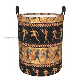 Laundry Bags Dirty Basket Ancient Greek Athletes Painting Folding Clothing Storage Bucket Home Waterproof Organizer