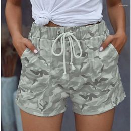 Women's Shorts Women Casual Summer Elegant High Waist Wide Leg Loose Short Pants Korean Girls Camouflage Print Fashion Drawstring