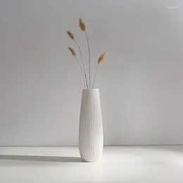 Vases Modern Style Ornaments Simple White Ceramic Vase For Dried Flower Home Decor Balcony Desktop Accessories Interior Decoration