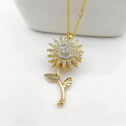 Chains Trendy Cute Rotating Sunflower Necklace Classic Personality Hope Branches Freedom Pendant Retro Clavicle Chain