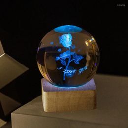 Decorative Figurines 3D Crystal Ball Luminous Galaxy Solar System Rain Cloud Series Nightlight Carved Bedroom Decoration Birthday Gift