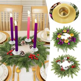 Decorative Flowers Large Candle Holders For Floor Meditation Women Ribbon Candlestick Christmas Wreath Festival Party