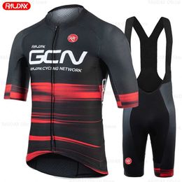 Fans Tops Tees Raudax GCN Teen Bicycle Shirt Triathlon Jersey Set Breathable Summer Clothing Mountain Cycling Clothing Q240511