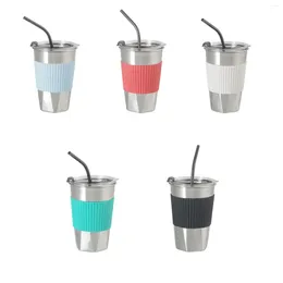 Mugs Insulated Sippy Cup Reusable Birthday Gift With Straw 474ml Durable Coffee Travel Mug For Adult Iced Tea Car