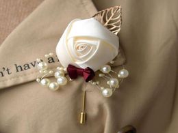 Wedding Prom Corsage Ceremony Flower Brooch Wedding Boutonnieres Groom Groomsmen Buttonhole Flowers Boutonniere 20pcslot GB2943132486
