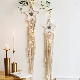 Decorative Figurines Home Wall Hanging Star Moon Decoration Cloth Nordic Woven Tapestry Dream Catcher Handmade Pendant