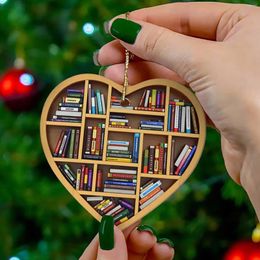 Decorative Figurines 2pcs Book Lovers Heart Librarian Ornament Gift For Her Lover Bookworm Acrylic Home Decoration A