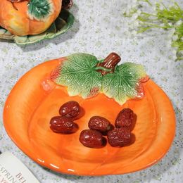 Plates Plate Orange Pumpkin Fruit Dish Salad Bowl Dessert Snack Tray Candy Refreshment Trays