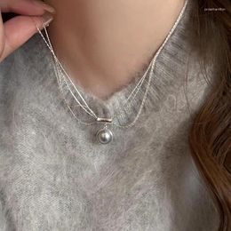 Chains Pearl Pendant Multi-layer Necklace Women's Light Luxury Clavicle Chain Temperament Superior Sense Choker Accessory Sweater