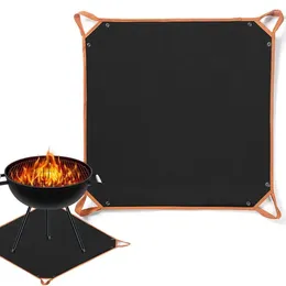 Tools Silicone Fire Pit Mat Grill Protective Deck Reusable Rugs With Handle Square Grilling Mats Dual-sided Fireproof Pad Kitchen Tool