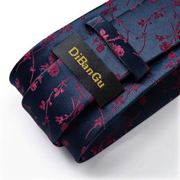 Neck Tie Set Fashion Mens Ties Luxury Blue Red Floral Silk Necktie Set Hanky Cufflinks Tie Ring Tie Tack Gift For Men Wedding Tie
