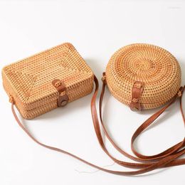 Storage Bags 1pc Square Round Mulit Style Bag Handbags Women Summer Rattan Handmade Woven Beach Circle Bohemia Handbag