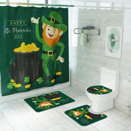 Carpets St. Patrick's Day Carpet Cartoon Floor Mat For Bathroom Shower Curtain Four Piece Set