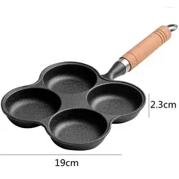 Pans 4-Holes Non-Stick Cast Iron Omelet Frying Pan Skillet Pancake Cooking Pot Kitchen Accessories For Gas/Induction Cooker Universal