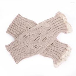 Women Socks 1Pair Short Boot Cuffs Winter Warm Knitted Topper Sweet Girls Lace Trim Crochet