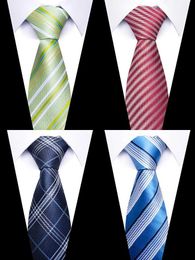 Neck Tie Set Luxurious High Quality Slik Tie Handkerchief Cufflink Set Necktie Pocket Squares Men Plaid Blue Christmas Party Wedding Cravat