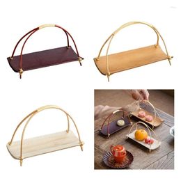 Plates Compact Holder With Handle Small Tray Portable Convenient Serving Basket Suitable For Tea Lovers