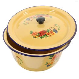 Dinnerware Sets Old Fashioned Lard Basin Enamel With Lid Condiment Bowl Pasta Mixing Enamelware Soup