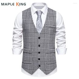 Men's Vests Blazer Vest Mens Gilets Elegante Colete Masculino Xadrez 2024 Vintage Mariage Homme Suits Waist Coat Steampunk Hombre