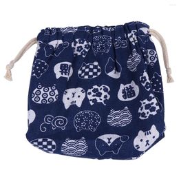 Dinnerware Thickened Lunch Box Tote Bag Japanese Style Drawstring With Cotton And Portable Children Travel Tableware