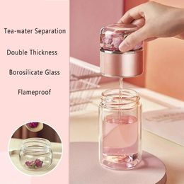 Wine Glasses Tea Water Separation Bubble Cup Double-layer Glass Cups Female Net Red Lovely Portable 2024