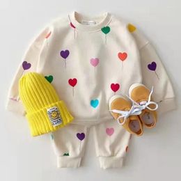 Clothing Sets 0-3T Born Kid Baby Boy Girl 2pcs Clothes Set Heart Print Cotton Sweatshirt Top Pant Suit Cute Sweet Two Piece Outfit