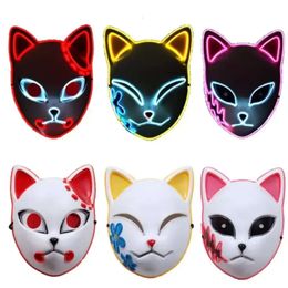 Mask Demon Slayer Tanjirou Party Masks Sabito Mascarilla Anime Makomo Cosplay Masques Halloween Costume Mascaras LED Jn12