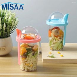 Dinnerware Oat Cup Wet Separation Double Layer Up And Down Grade Fresh Colors Lunch Box Portable Milk Slimming Plastic