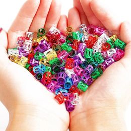 50pcs 8x9mm Mixed Beads Adjustable Hair Braids Dreadlock Beads Adjustable Hair Braid Rings Cuff Clips Tubes Jewelry