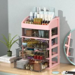 Storage Boxes 4 Layer Drawer Makeup Organizer Cosmetic Jewelry Nail Polish Lipstick Large Capacity Desktop Box