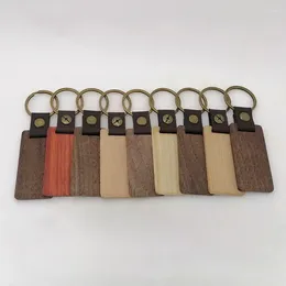 Party Favor DIY 10pcs Rectangle Wooden Tags Key Chains Craft Wood Chain To Paint Personalized Rings Wedding Birthday Gifts