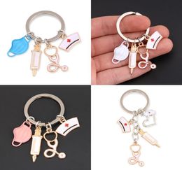 Design Doctor Medical Tool Keychain Charm Stethoscope Mask Key Ring Nurse Student Gift Souvenir2681354