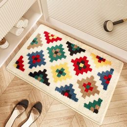 Carpets Modern Simple Plaid Bathroom Water-absorbent Floor Mats Non-slip Household Colorful Carpet Toilet Quick-dry