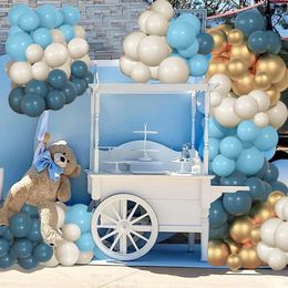 Party Decoration Retro Blue Sand White Balloon Garland Arch Kit Metallic Gold Latex Ballons Wedding Birthday Decorations Globos Baby Shower