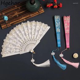 Decorative Figurines Tassel Folding Fans Retro Chinese Style Handmade Craft Gift Dancing Tools Hand Fan Portable Classical Handheld