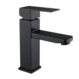 Bathroom Sink Faucets And Cold European Style Paint Washbasin Faucet Stainless Steel Black Square Single Hole