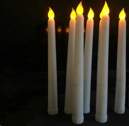50pcs Led battery operated flickering flameless Ivory taper candle lamp candlestick Xmas wedding table Home Church decor 28cmH S2198351