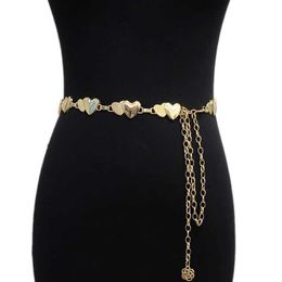 Waist Chain Belts Womens gold metal heart-shaped belt long tassel chain fashionable belly bikini body Jewellery Q240511